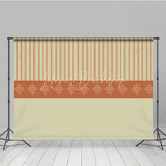Lofaris Elegant Indian Pattern Stripe Backdrop Beige and Orange Traditional Decorative Party Banner