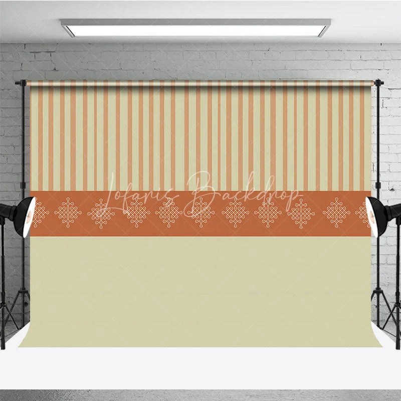 Lofaris Elegant Indian Pattern Stripe Backdrop Beige and Orange Traditional Decorative Party Banner