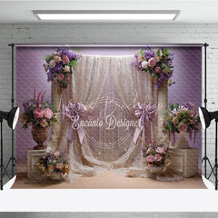 Lofaris Elegant Lavender and Cream Lace Floral Photography Backdrop Romantic Baby Shower Wedding Decor