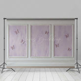 Lofaris Elegant Lavender Wall Photography Backdrop with Gold Butterflies Classic Molding Panel Studio Photo Prop Decor
