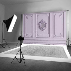 Lofaris Elegant Lavender Wall Photography Backdrop with Ornate Mirror Classic Molding Panel Studio Photo Prop Decor
