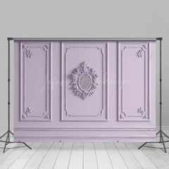 Lofaris Elegant Lavender Wall Photography Backdrop with Ornate Mirror Classic Molding Panel Studio Photo Prop Decor