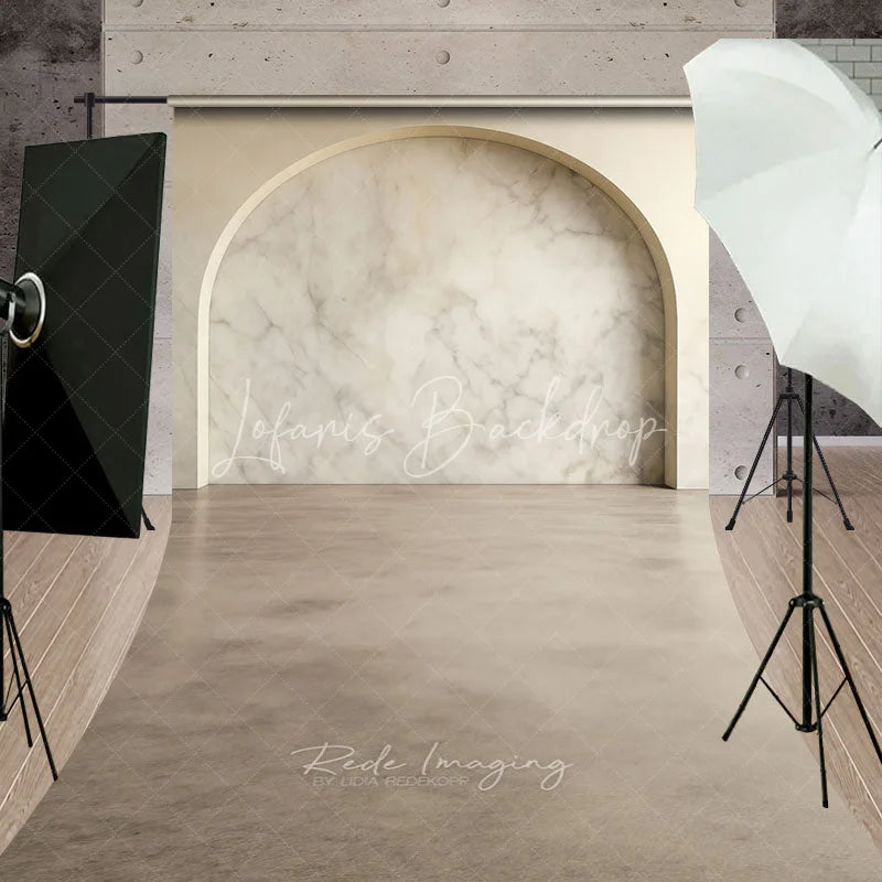 Lofaris Elegant Light Beige Marble Arch Sweep Backdrop Modern Minimalist Studio Photography Background