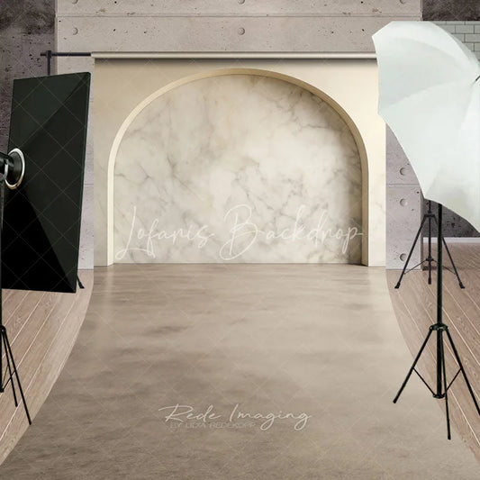 Lofaris Elegant Light Beige Marble Arch Sweep Backdrop Modern Minimalist Studio Photography Background