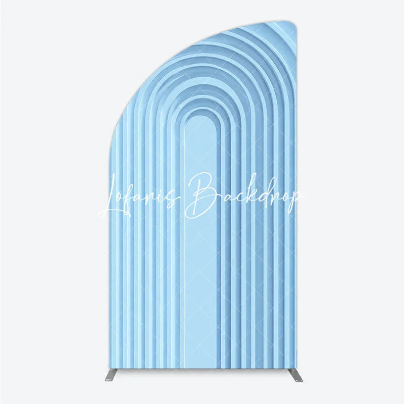 Lofaris Elegant Light Blue Layered Geometric Half Moon Arch Backdrop Modern Minimalist Party Decor for Weddings and Events