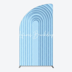 Lofaris Elegant Light Blue Layered Geometric Half Moon Arch Backdrop Modern Minimalist Party Decor for Weddings and Events