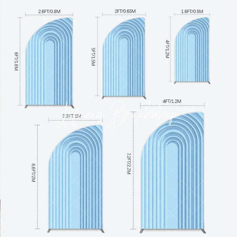 Lofaris Elegant Light Blue Layered Geometric Half Moon Arch Backdrop Modern Minimalist Party Decor for Weddings and Events