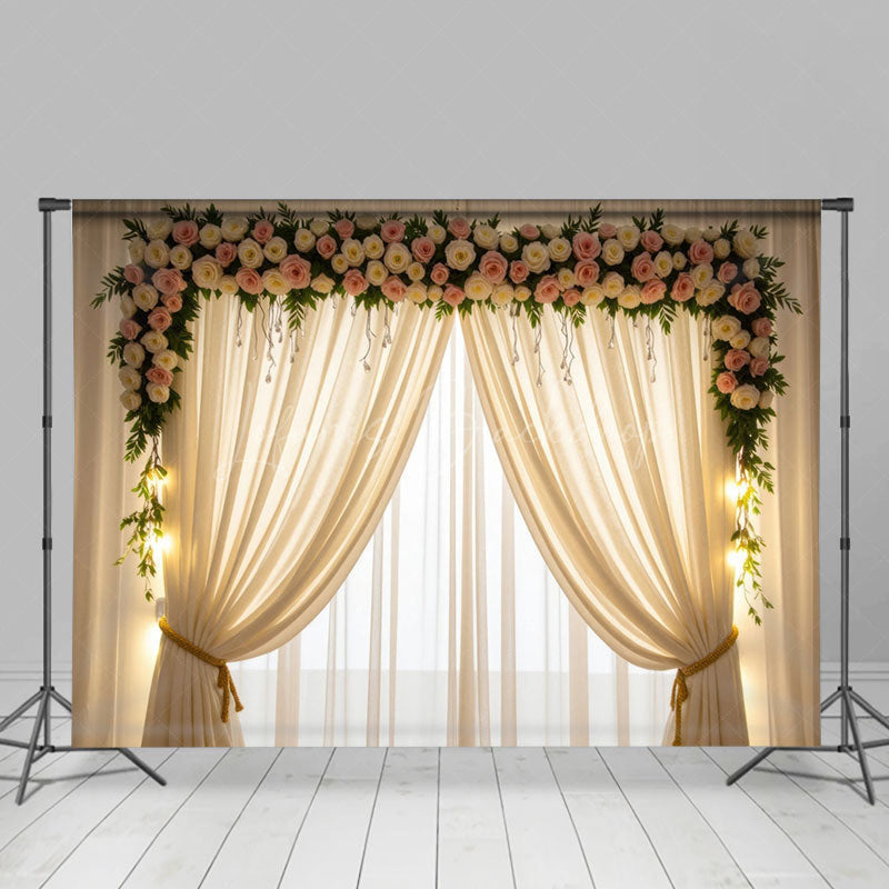 Lofaris Elegant Lighted Floral Window Accent Wedding Backdrop