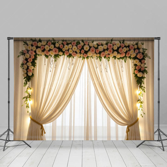 Lofaris Elegant Lighted Floral Window Accent Wedding Backdrop