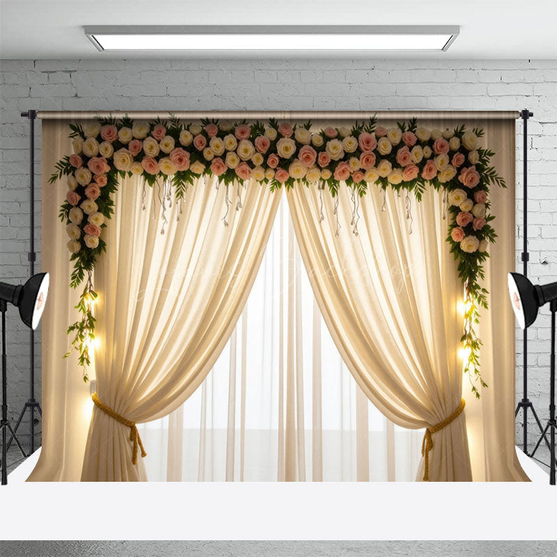 Lofaris Elegant Lighted Floral Window Accent Wedding Backdrop