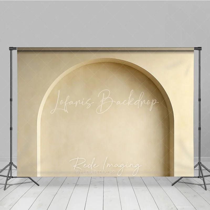 Lofaris Elegant Minimalist Light Beige Arched Wall Photography Backdrop Modern Textured Plaster Design for Portraits