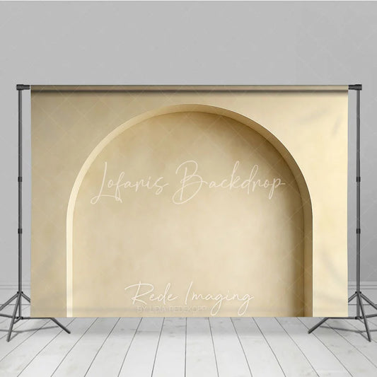 Lofaris Elegant Minimalist Light Beige Arched Wall Photography Backdrop Modern Textured Plaster Design for Portraits