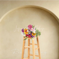 Lofaris Elegant Minimalist Light Beige Arched Wall Photography Backdrop Modern Textured Plaster Design for Portraits