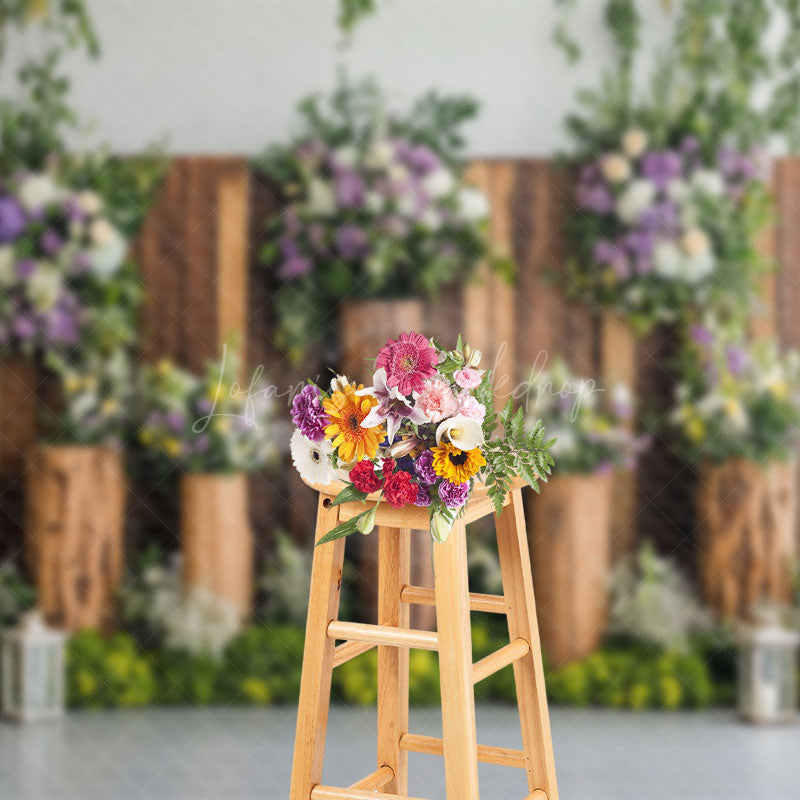 Lofaris Elegant Natural Floral Wooden Stake Spring Backdrop