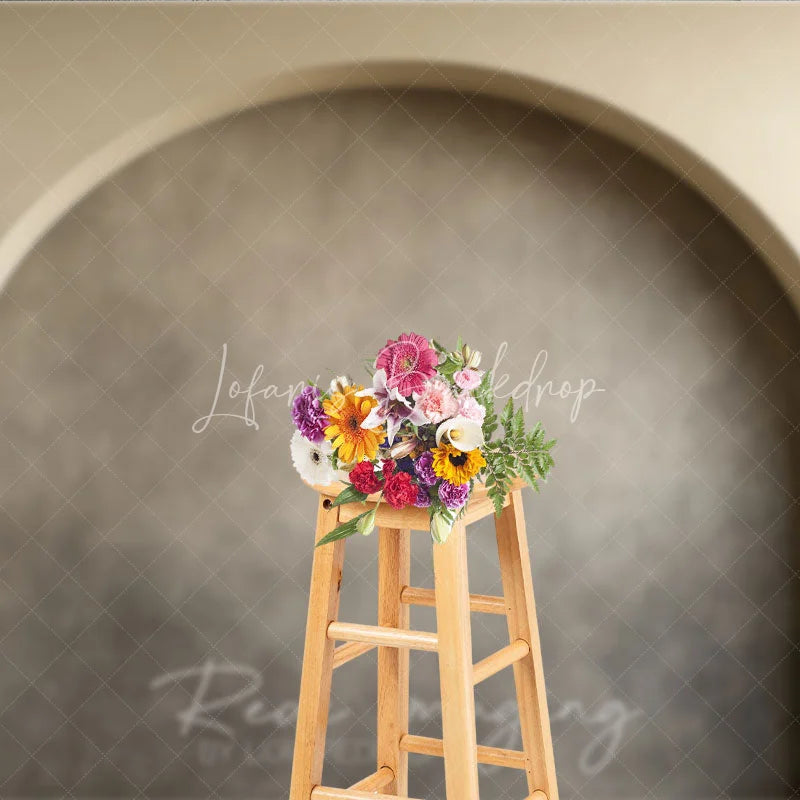 Lofaris Elegant Neutral Beige Arch Photography Backdrop Modern Textured Wall Studio Prop for Portraits