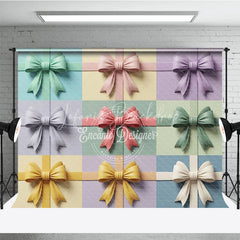Lofaris Elegant Pastel Bows Gift Wrap Photography Backdrop Multi-Color Textured Design for Baby Shower and Birthday Party
