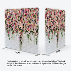 Lofaris Elegant Pastel Rose Flower Wall Square Double-Sided Backdrop with Greenery for Wedding Party Photography