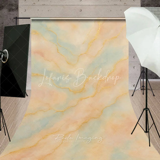 Lofaris Elegant Pastel Watercolor Sweep Backdrop with Golden Veins Abstract Marble Texture for Artistic Photography