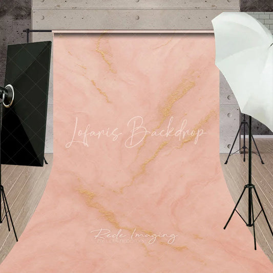 Lofaris Elegant Peach Pink and Gold Veins Abstract Textured Sweep Backdrop Luxurious Marble Pattern Photography Background