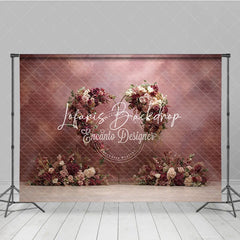 Lofaris Elegant Pink and Burgundy Floral Heart Arch Photography Backdrop Romantic Wedding Celebration Party Decor