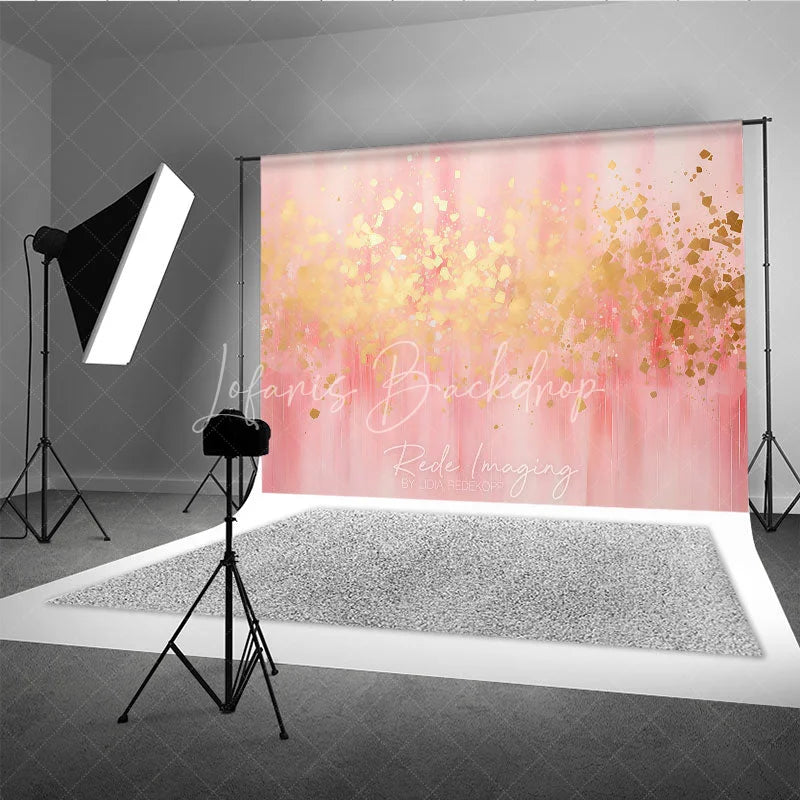 Lofaris Elegant Pink and Gold Foil Abstract Photography Backdrop Soft Artistic Party Decor