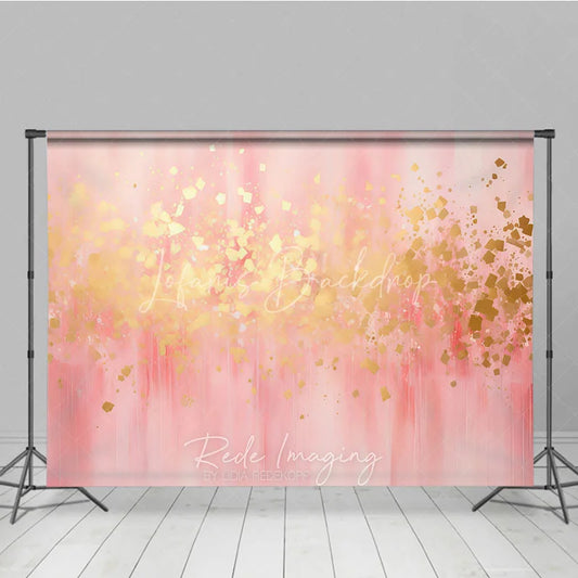 Lofaris Elegant Pink and Gold Foil Abstract Photography Backdrop Soft Artistic Party Decor