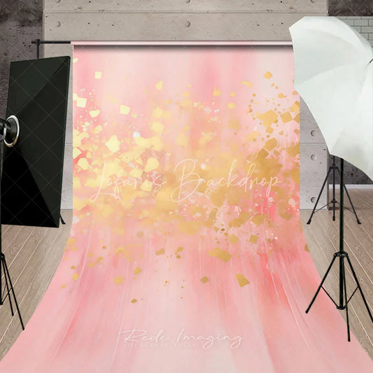 Lofaris Elegant Pink and Gold Glitter Abstract Sweep Backdrop Dreamy Celebration Party Professional Photo Decor