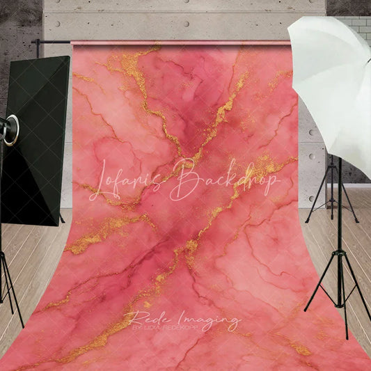 Lofaris Elegant Pink and Gold Marble Texture Abstract Sweep Backdrop Luxurious Artistic Photography Decor
