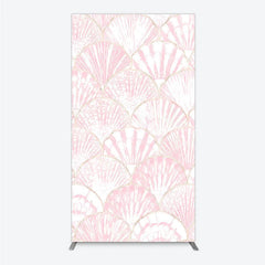 Lofaris Elegant Pink and Gold Scallop Shell Pattern Rectangle Arch Backdrop Delicate Mermaid Theme Baby Shower Party Decor