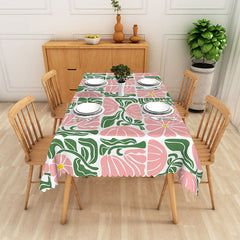 Lofaris Elegant Pink And Green Floral Rectangle Tablecloth