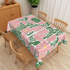Lofaris Elegant Pink And Green Floral Rectangle Tablecloth