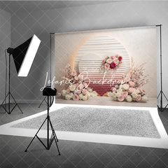 Lofaris Elegant Pink and Red Floral Heart Photography Backdrop Romantic Wedding or Valentine’s Day Party Decor