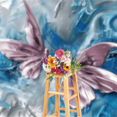 Lofaris Elegant Pink Blue Abstract Butterfly Photo Backdrop