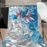 Lofaris Elegant Pink Blue Abstract Butterfly Sweep Backdrop