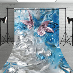 Lofaris Elegant Pink Blue Abstract Butterfly Sweep Backdrop