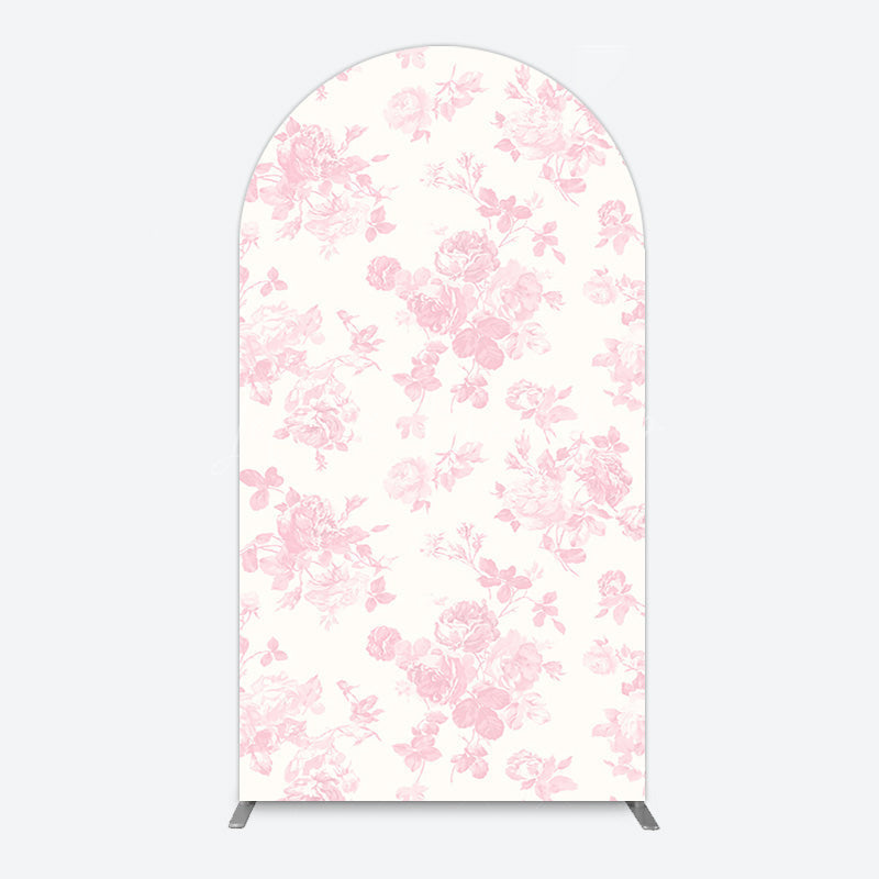 Lofaris Elegant Pink Bow Floral Happy Birthday Arch Backdrop