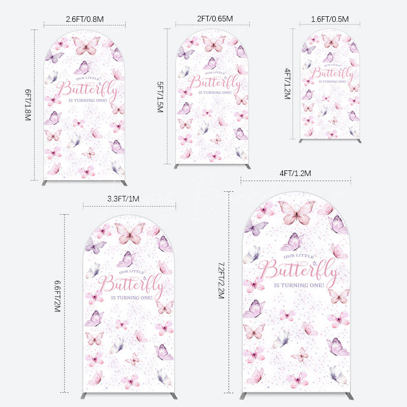 Lofaris Elegant Pink Butterfly 1st Birthday Arch Backdrop