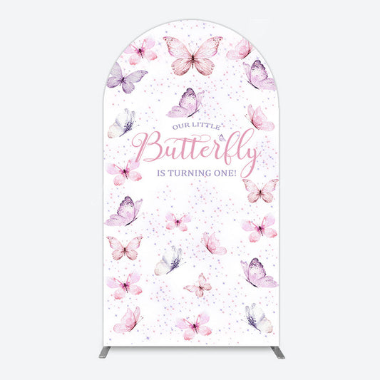 Lofaris Elegant Pink Butterfly 1st Birthday Arch Backdrop