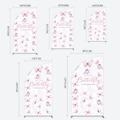 Lofaris Elegant Pink Butterfly 1st Birthday Half Moon Arch Backdrop