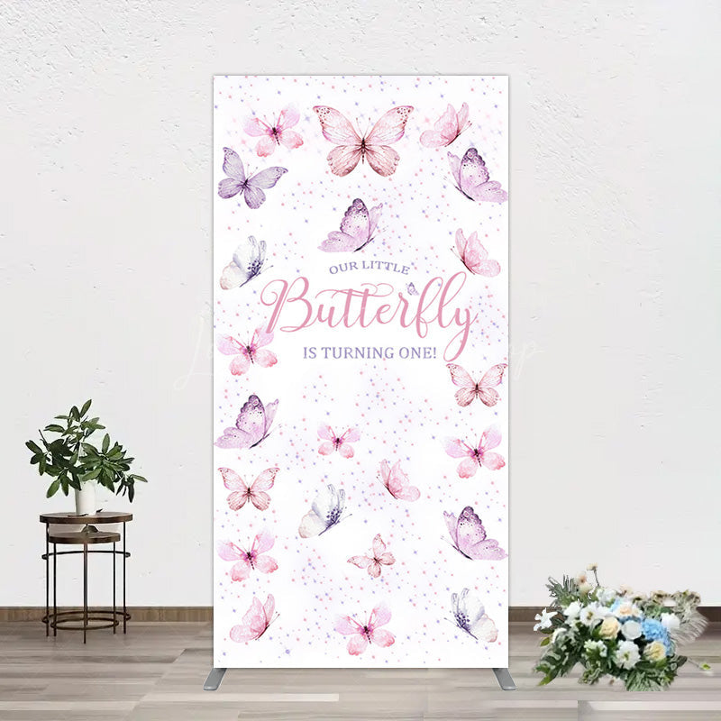 Lofaris Elegant Pink Butterfly 1st Birthday Rectangle Backdrop