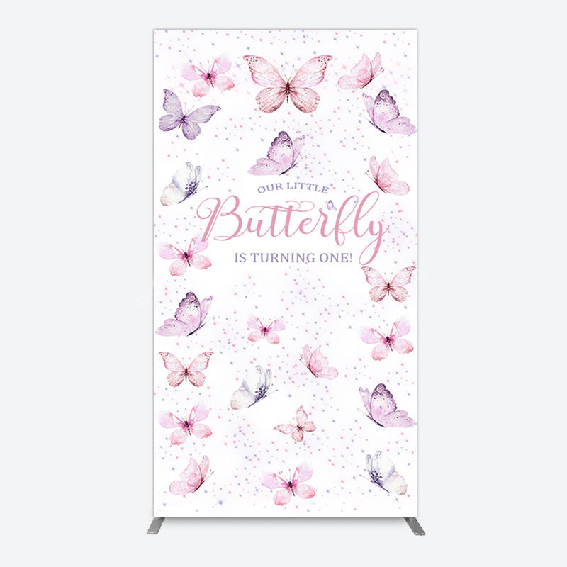 Lofaris Elegant Pink Butterfly 1st Birthday Rectangle Backdrop