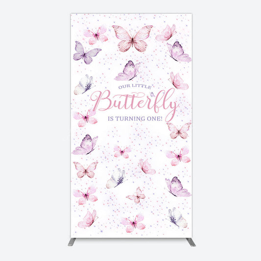 Lofaris Elegant Pink Butterfly 1st Birthday Rectangle Backdrop