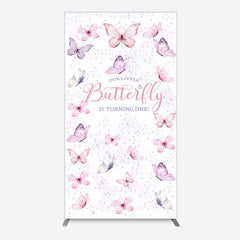 Lofaris Elegant Pink Butterfly 1st Birthday Rectangle Backdrop