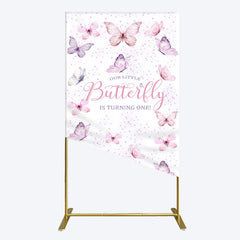 Lofaris Elegant Pink Butterfly 1st Birthday Rectangle Backdrop
