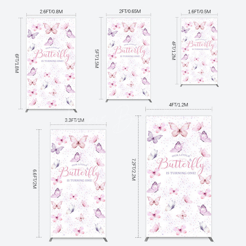 Lofaris Elegant Pink Butterfly 1st Birthday Rectangle Backdrop