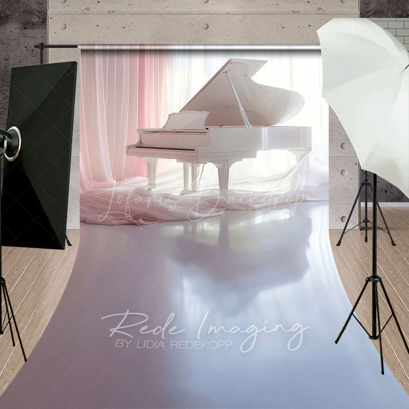 Lofaris Elegant Pink Curtain Piano Maternity Sweep Backdrop