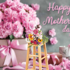 Lofaris Elegant Pink Floral Gifts Happy Mothers Day Backdrop