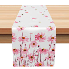 Lofaris Elegant Pink Floral Table Runner for Spring Fresh Wildflower Kitchen Decor Wedding or Mothers Day Decoration