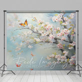 Lofaris Elegant Pink Flowers Butterflies Photography Backdrop