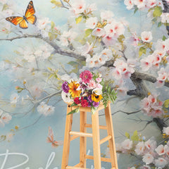 Lofaris Elegant Pink Flowers Butterflies Photography Backdrop